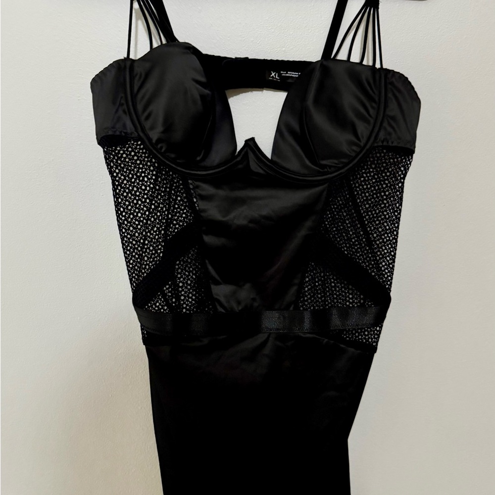 Fashion Nova Just For The Night Satin Chemise - Black